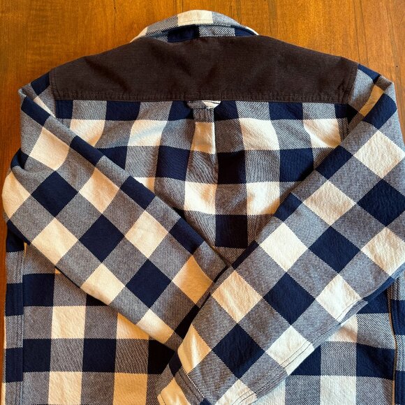 Vans Plaid Overshirt / Shirt Jacket -- Blue White Plaid w/ Brown Corduroy Mens L - Picture 3 of 3
